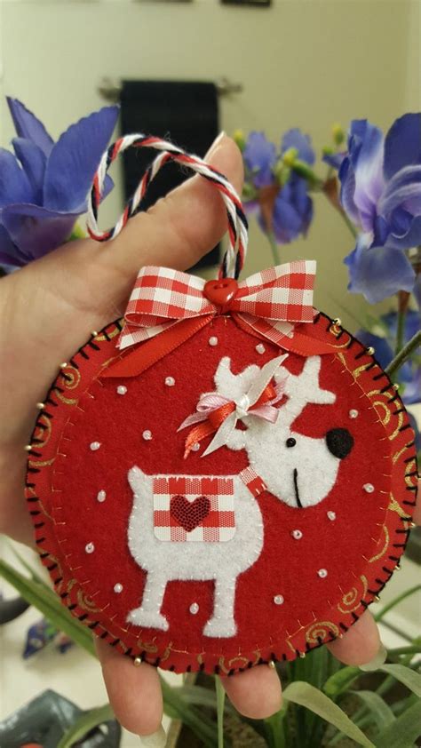 Felt Reindeer Ornaments-Red and White Reindeer felt & fabric | Etsy ...