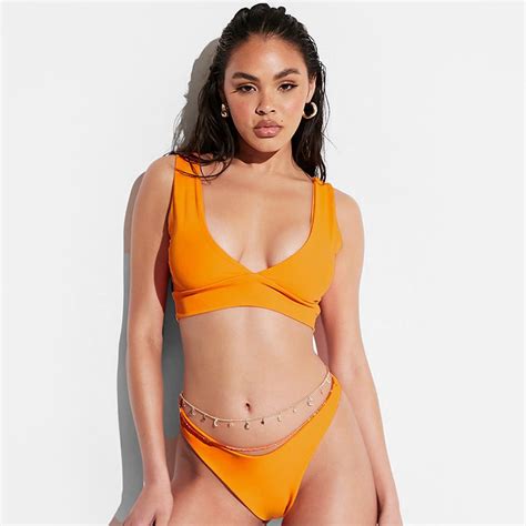 I Saw It First High Leg Boomerang Bikini Bottoms Orange Isawitfirst