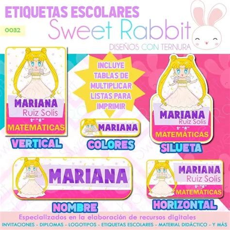 Etiquetas Escolares Editables E Imprimibles Sailor Moon Tab En