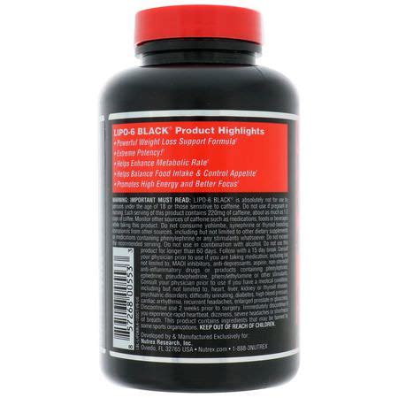 Nutrex Research Lipo 6 Black Extreme Potency Weight Loss 120 Black