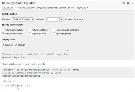 Matlab Solve Quadratic Equation