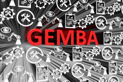 GEMBA Concept Blurred Background 3d Render Illustration Stock