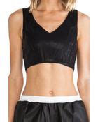 Missguided Faux Leather Panelled Crop Top In Black In Black Lyst