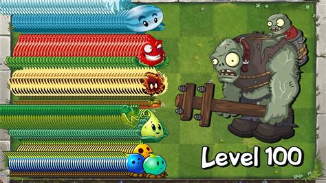 Pvz 2 Every 100 Plant Vs Gargantuar Zombie 100 Level Youtube