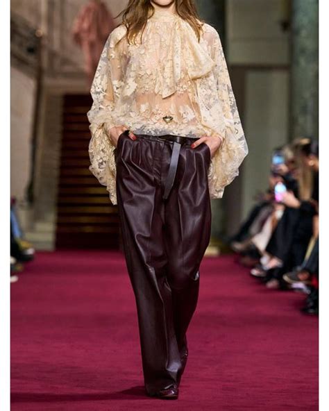 Zimmermann Illustration Pussy Bow Scalloped Cotton Blend Lace Blouse In Natural Lyst