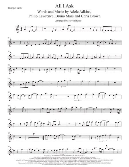 All I Ask Arr Kevin Busse By Adele Sheet Music For Trumpet Solo At