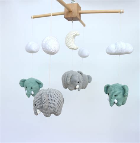 Elephant Baby Mobile Crochet Elephant Mobile Toy Baby Etsy