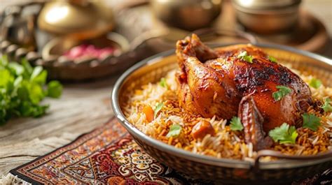 Le Plat National Saoudien Est Le Kabsa Au Poulet Avec Du Riz Une