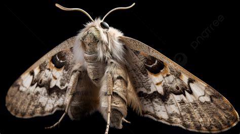 Polilla Blanca Y Marrón Sobre Un Fondo Negro Muéstrame Una Foto De Una