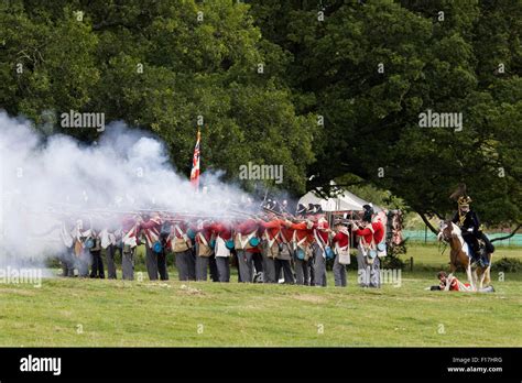 Reenactment of the 33rd Regiment foot soldiers in battle Stock Photo ...