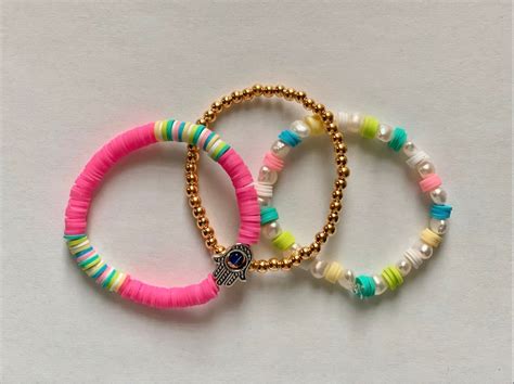 Preppy Bracelet Set In Hot Pink Etsy