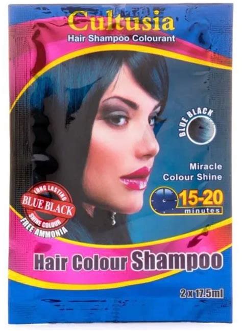 Cultusia Hair Colour Shampoo Cat Rambut Semir Rambut Shampo Black Brown