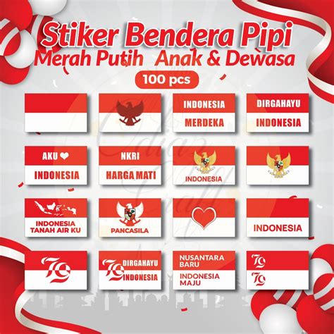 Jual Stiker Pipi Bendera 100 Pcs Sticker Merah Putih Sticker