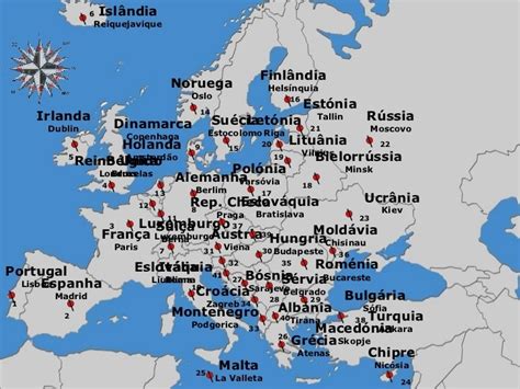 País E Capitais Da Europa Mapa Br