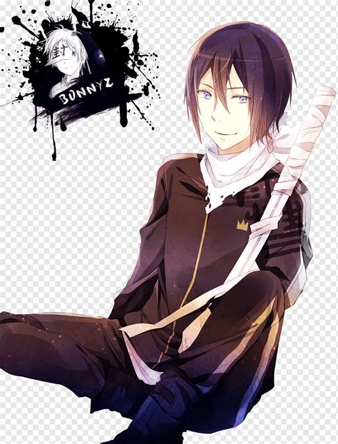 Noragami yato no kami de escritorio púrpura pelo negro personaje de