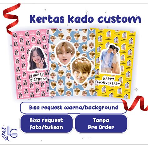 Jual KERTAS KADO CUSTOM A3 Custom Foto Dan Tulisan Gift Paper