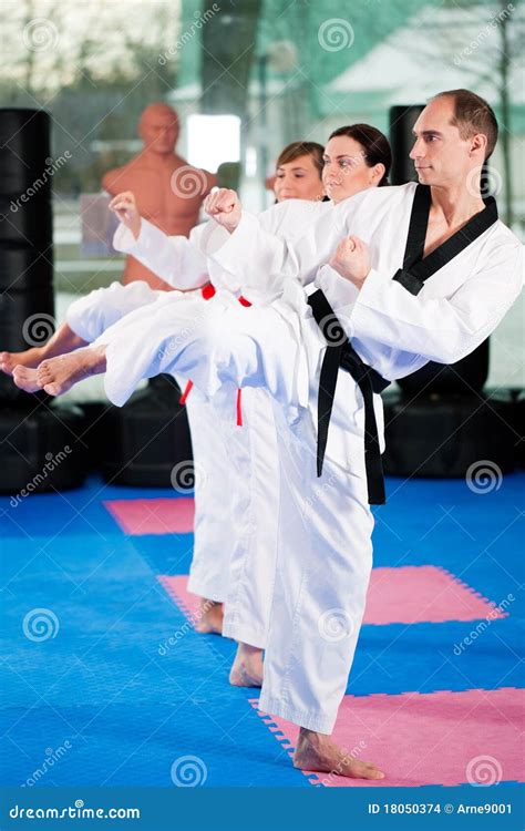 Treinamento Do Esporte Das Artes Marciais Na Ginástica Foto de Stock