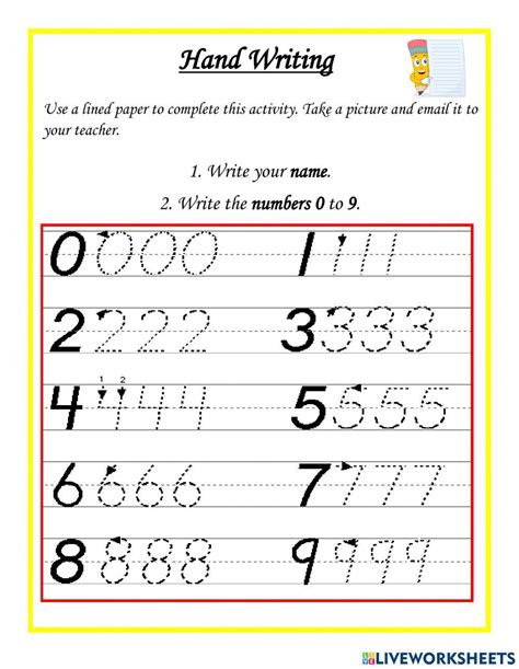 Writing Numbers 0 9 Worksheet Live Worksheets