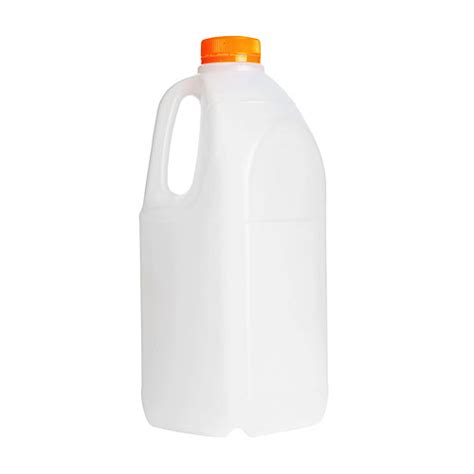 2l Square Handled Bottle Hdpe Natural With Standard 38mm Orange Lids