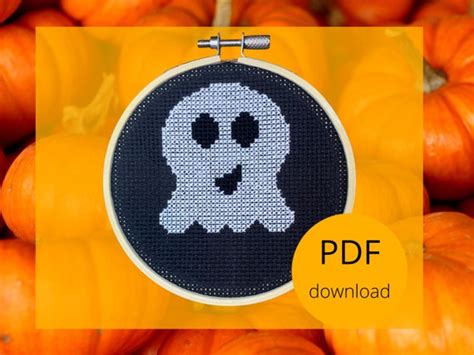 Small Ghost Cross Stitch Pattern Halloween Cross Stitch Diy Etsy