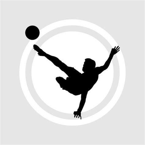 Fußballer akrobatische kick fußball silhouette Premium Vektor