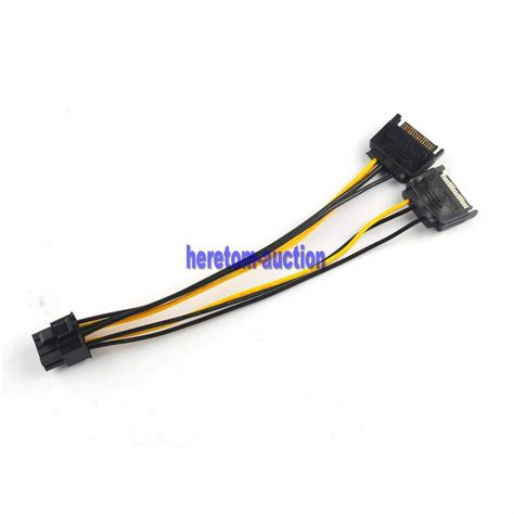 2pcs Dual 15pin Sata Male To Pcie 8pin62 Male Video Card Power Cable