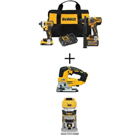 DEWALT 20V MAX Cordless Brushless Hammer Drill/Driver Combo Kit, 20V Jigsaw, and 20V Compact ...