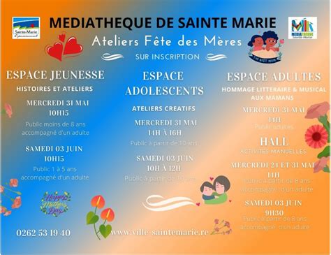 Ateliers fête des mères à la Médiathèque VILLE DE SAINTE MARIE