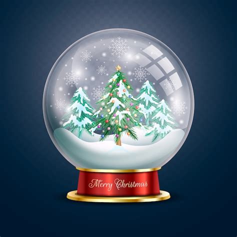 Bola De Nieve Globo Con Rbol De Navidad Vector Gratis