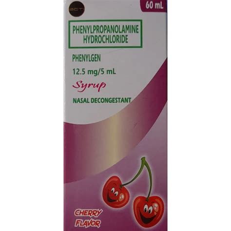 PHENYLGEN Phenylpropanolamine Hydrochloride 12 5mg 5mL Syrup 60mL