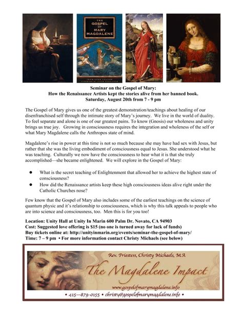 The Gospel Of Mary Unity In Marin