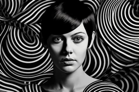 Premium Ai Image Monochromatic Op Art Portrait Of A Woman With