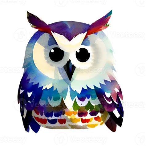 Watercolor Colorful Owl 27180952 Png