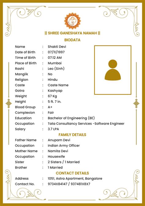 Marriage Biodata For A Hindu Boy Bio Data For Marriage Biodata A