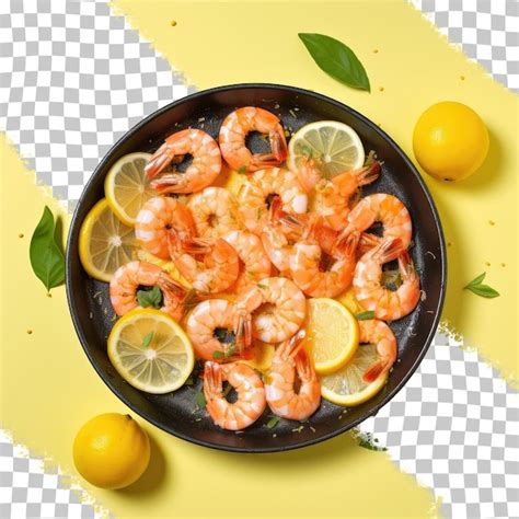 Premium Psd Shrimps With Lemon On A Transparent Background