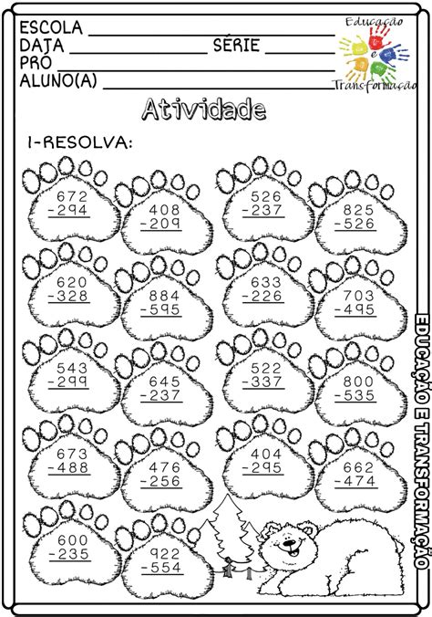 Atividade Sobre Subtração 1 Ano REVOEDUCA