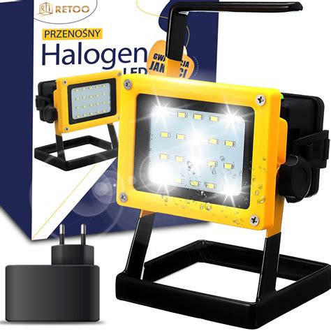 Halogen Led Roboczy Budowlany W Akumulatorowy Przeno Ny Mocny Jasny