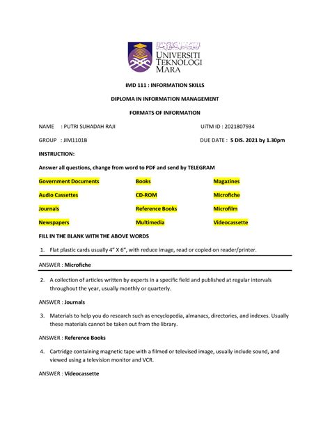 Assesment Imd Practice Materials For Student Imd