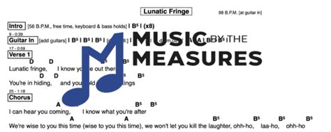 Lunatic Fringe Lead Sheet Music By The Measures