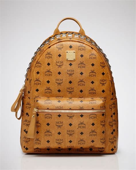 Mcm Backpack Stark Large Crown Stud In Cognac Brown Lyst