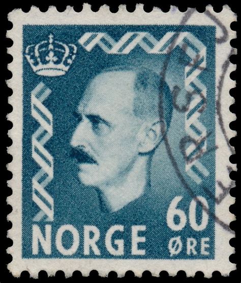 Stamp Printed In Norway Shows Portrait Of King Haakon Vii Editorial