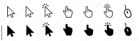 Set Of Flat Cursor Icons In Hand Arrow And Mouse Forms Mouse Click