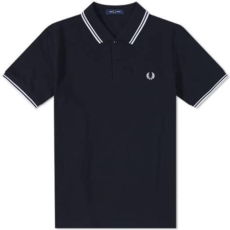 Fred Perry Slim Fit Twin Tipped Polo Navy And White End Kr