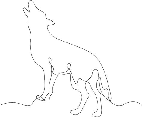 Premium Vector Abstract Howling Wolf Handdrawn Continuous Mono Line