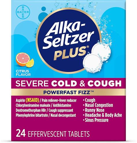 Alka Seltzer Plus Severe Cold And Cough Medicine For Adults Powerfast Fizz Citrus