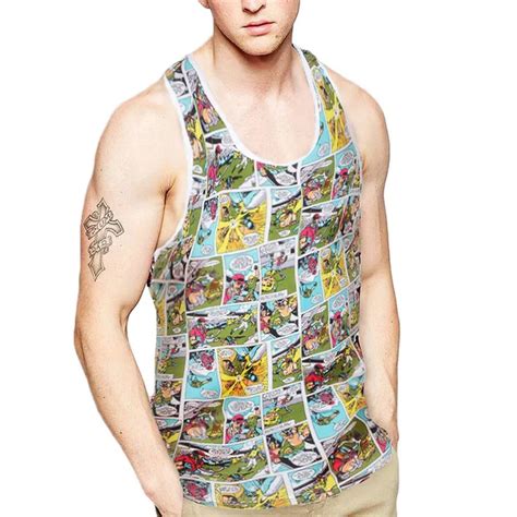 Novelty Print Men Tank Tops Cotton Sleeveless Gay Man Singlets Undershirt Hip Hop Casual