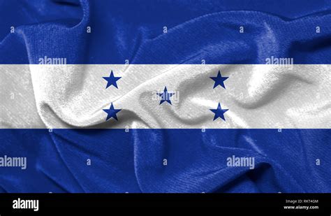 Bandera Realista De Honduras Sobre La Superficie Ondulada De Tela Fotografía De Stock Alamy