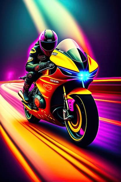 Premium AI Image | The biker on a motorcycle is racing down the highway ...