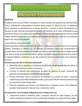 Taller Grupal Ley De Menor Embarazada Pdf