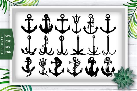 Anchor SVG Cut Files Rope Anchor SVG Sea Anchor Silhouette Bundle